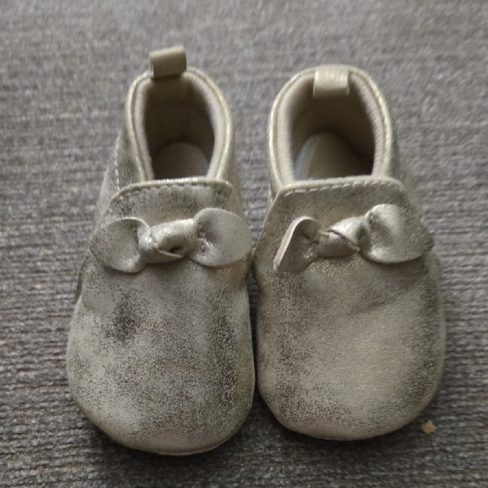Carter's Shimmering Silver Baby Shoes with Bow